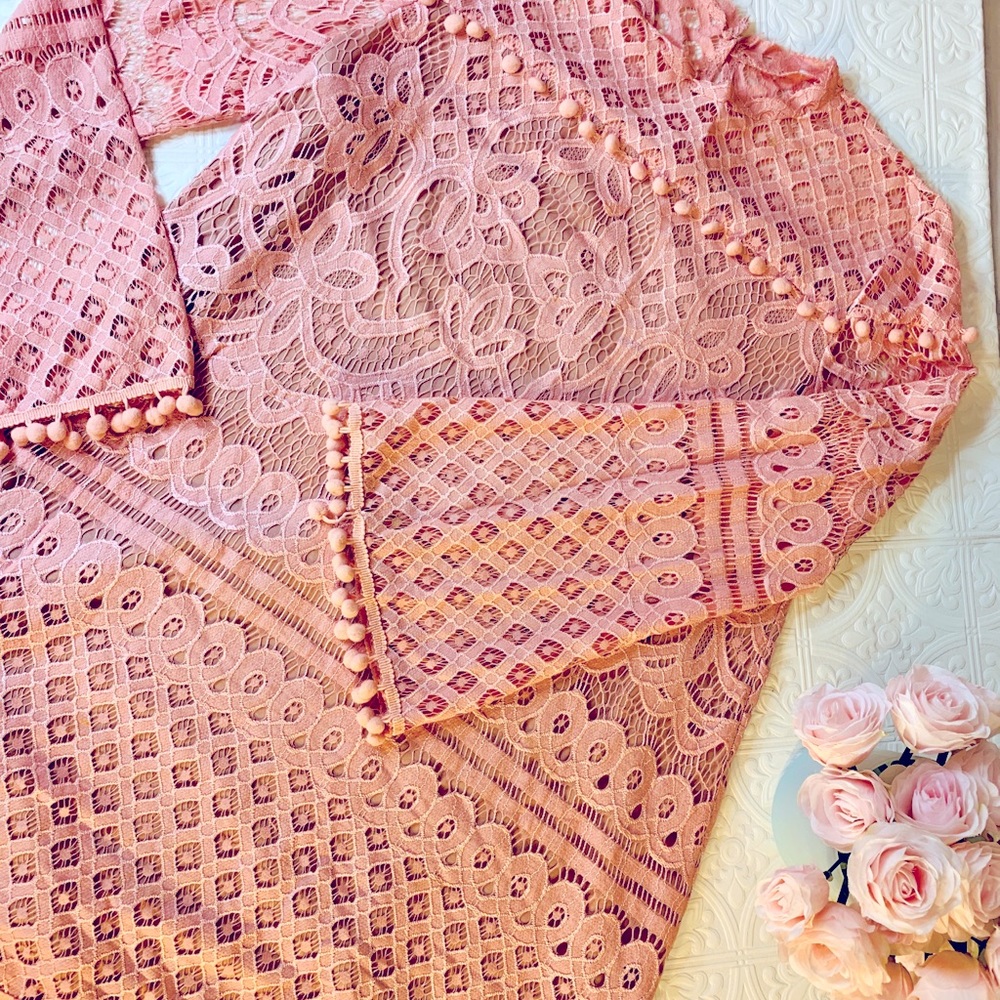 Vintage Pink Lace Mini Dress